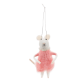 Felt mouse hanging decoration - Pink dress