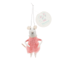 Felt mouse hanging decoration - Pink dress