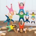 stacked wooden characters game with product box