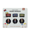Music media drinks markers (set of 6) - Record and cassette