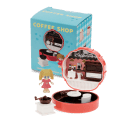 miniature coffee shop playset with packaging box in the background