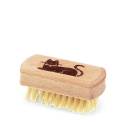 Wooden nail brush with cat printed on the handle