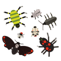 seven cardboard insect models