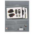 Back of  make your own creepy creatures with multilingual instructions and safety warnings