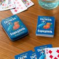 Cerveza Española printed playing card with metal tin box 