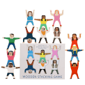 stacked 12 wooden characters around the product box