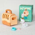 pet carrier with white cat and packaging box in the background