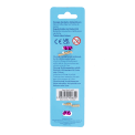 back of sausage dog stylus ballpoint pen packaging with safety warning