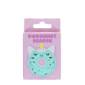 Doughnut-shaped unicorn eraser inside original retail packaging