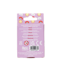 Packaging of a doughnut-shaped unicorn eraser displaying a multilingual safety warning