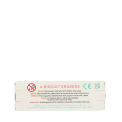 Back of packaging for 4 biscuit erasers showing multilingual safety warnings