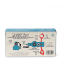 Back of 7 in 1 safety whistle packaging showing multilingual features