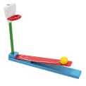 wooden tabletop basketball game with a yellow ball