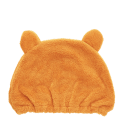 Baby bath hat in soft orange fabric