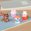Four animal-themed pencil sharpeners—a brown bear, pink bunny, dog and rabbit