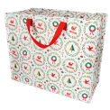 Large rectangular storage bag with a festive Christmas design and a red carrying handles