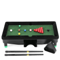 Table top snooker game set up with balls, cues, and rack out of the box