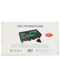 back of table top snooker game packaging with safety warnings