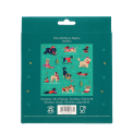 back of festive friends napkins packaging box with barcode