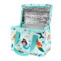 Insulated lunch bag featuring colourful mermaids and a zip opening