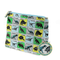 children wash bag with zip featuring various dinosaurs print with tag
