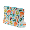 children wash bag with zip featuring wild animals print with tag