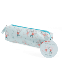 pencil case featuring dancing mouse print with tag