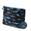 children wash bag featuring various kind of sharks print with tag