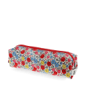 pencil case with pink floral print with zip 