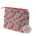 children wash bag with zip featuring pink floral print with tag