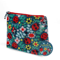 children wash bag with zip featuring ladybird and flowers print with tag