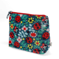 children wash bag with zip featuring ladybird and flowers print