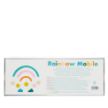 Back of rainbow mobile packaging showing multilingual safety warnings and product details