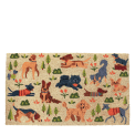 Colourful doormat featuring various dogs in different poses and colors 