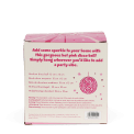 Back of the disco ball packaging shown with multilingual packaging and a warning label
