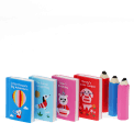 Set of erasers shaped like miniature books and pencils
