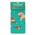cotton tea towel featuring festive dog print in a packaging