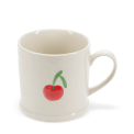 Stoneware mug featuring cherry print with handle 