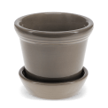 Brown ceramic plant pot with matching saucer