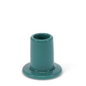 Sea green ceramic candle holder with a cylindrical shape and wide flat base