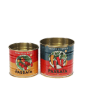 Two vintage-style passata-themed storage tins, one small with a tomato print and one large with a chilli print.