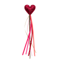Red heart wand with glittery top and ribbon streamers 