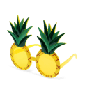 Pineapple-shaped funglasses with yellow textured frames, round yellow lenses, and green leaf accents.