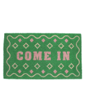 doormat featuring come in print with green background