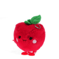 Red apple-shaped plush wind-up toy with a smiling face