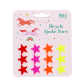 Package of 12 star-shaped bicycle spoke in different colour