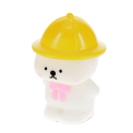 White bear night light wearing a yellow hat and pink neck tie