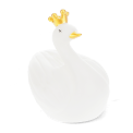 White swan night light wearing a crown