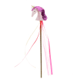 Pink unicorn wand with glittery top and ribbon streamers
