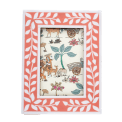 picture frame with a pink border and white leaf patterns